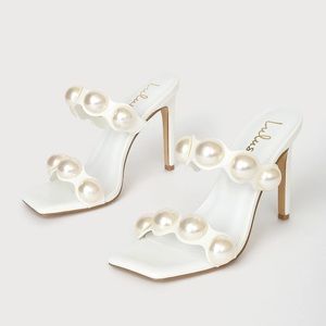 Lulu's White Pearl Embellished Heels